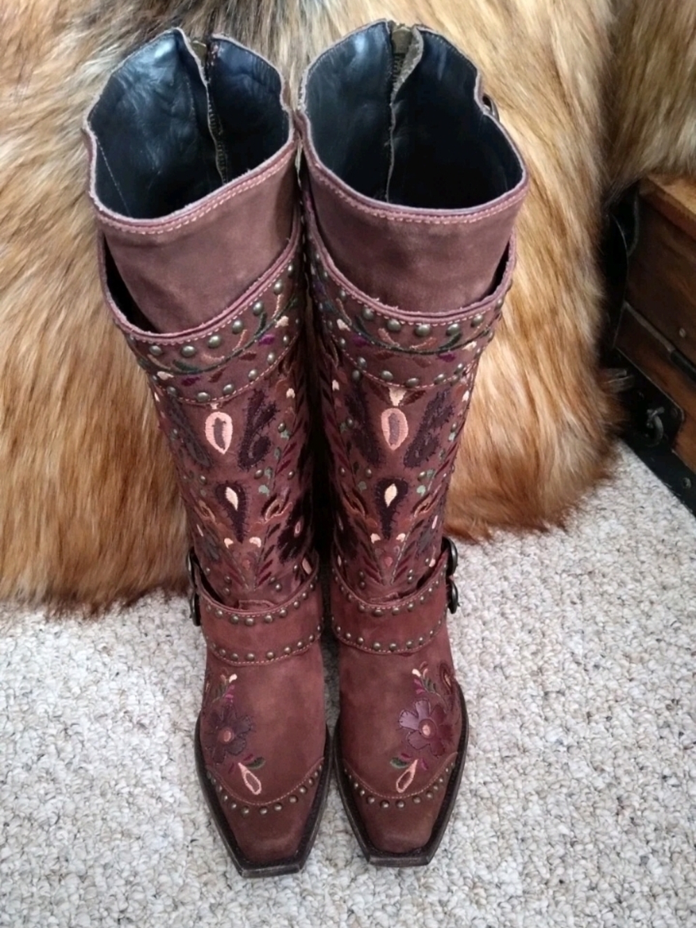 Double D Ranch  Old Gringo Embroidered Brown Zip Up Western Boots Size 9 New - Picture 4 of 9